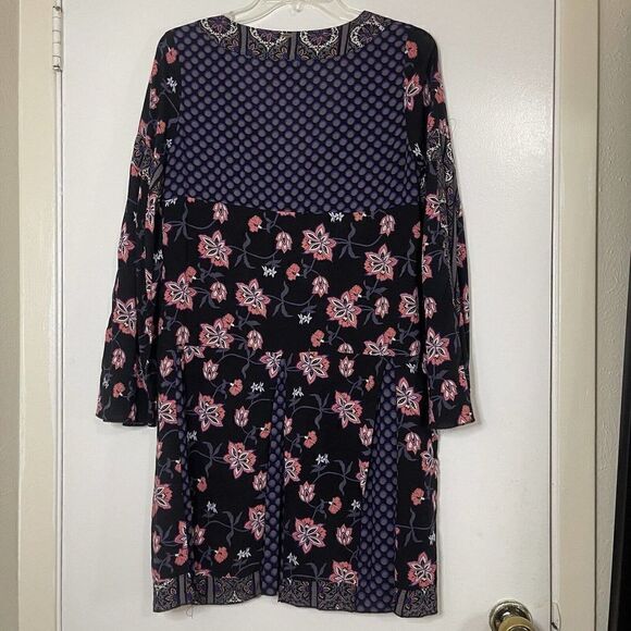 ANNA SUI x O'neill black blue floral boho mini dress size small - Picture 5 of 7